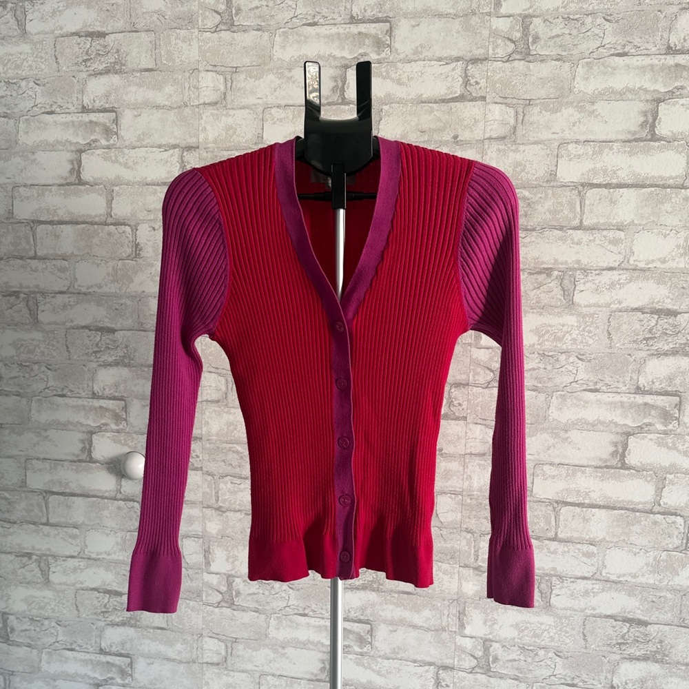 LOFT Vibrant Pink and Purple Cardigan